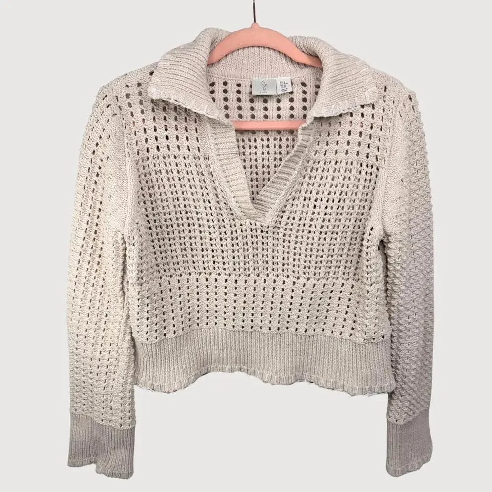 Joie Cream Open Knit Sweater – Lightweight Pullover – Size M - Picture 2 of 6